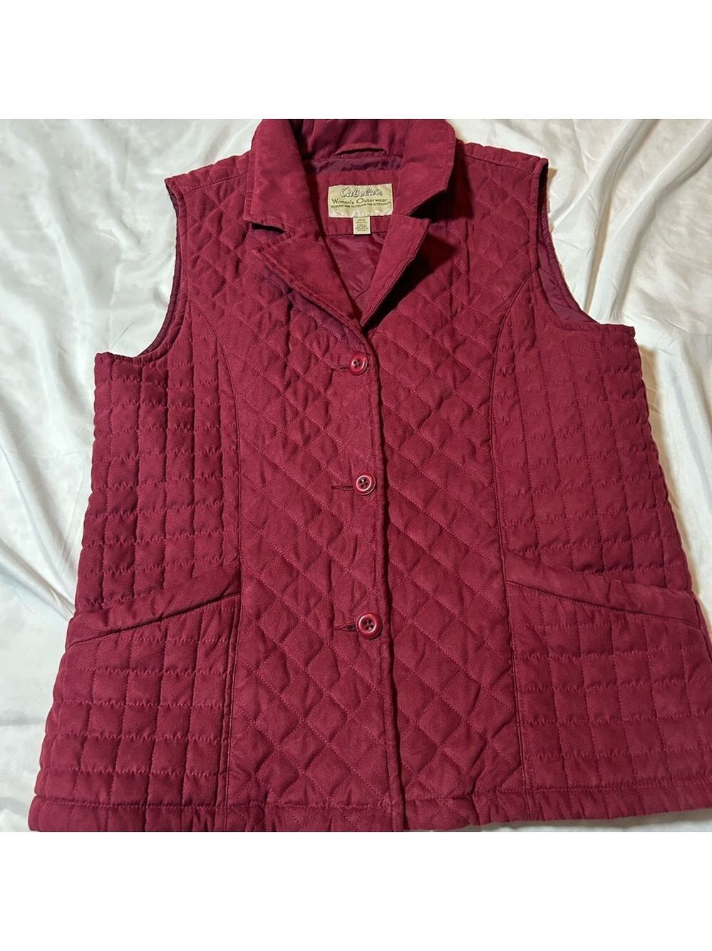 Cabela's Women's Outerwear Vest Medium Quilted Button Up Lined - Picture 2 of 9